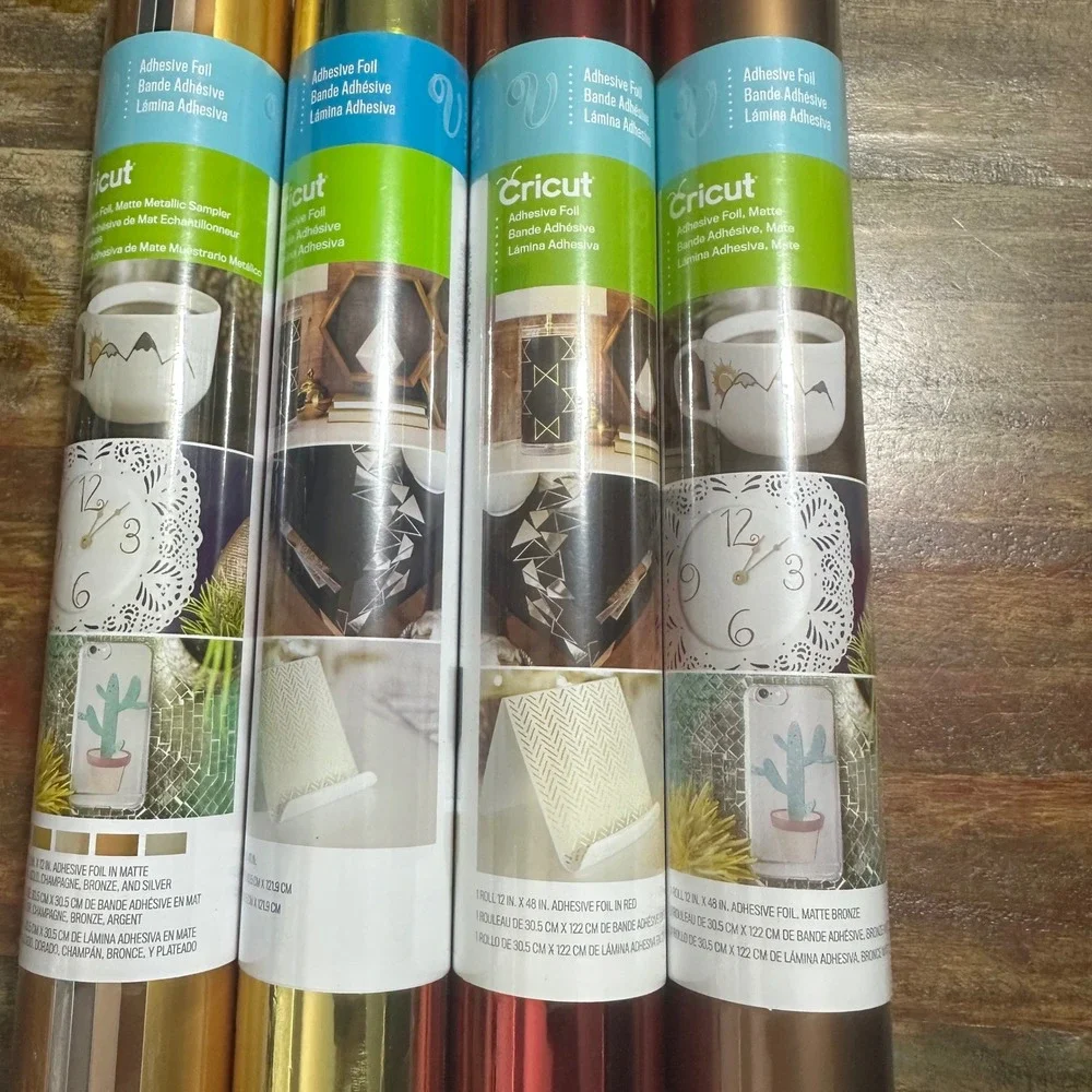 Cricut Adhesive Foil Bundle 4 Rolls Matte Metallic Gold Red Bronze Sampler